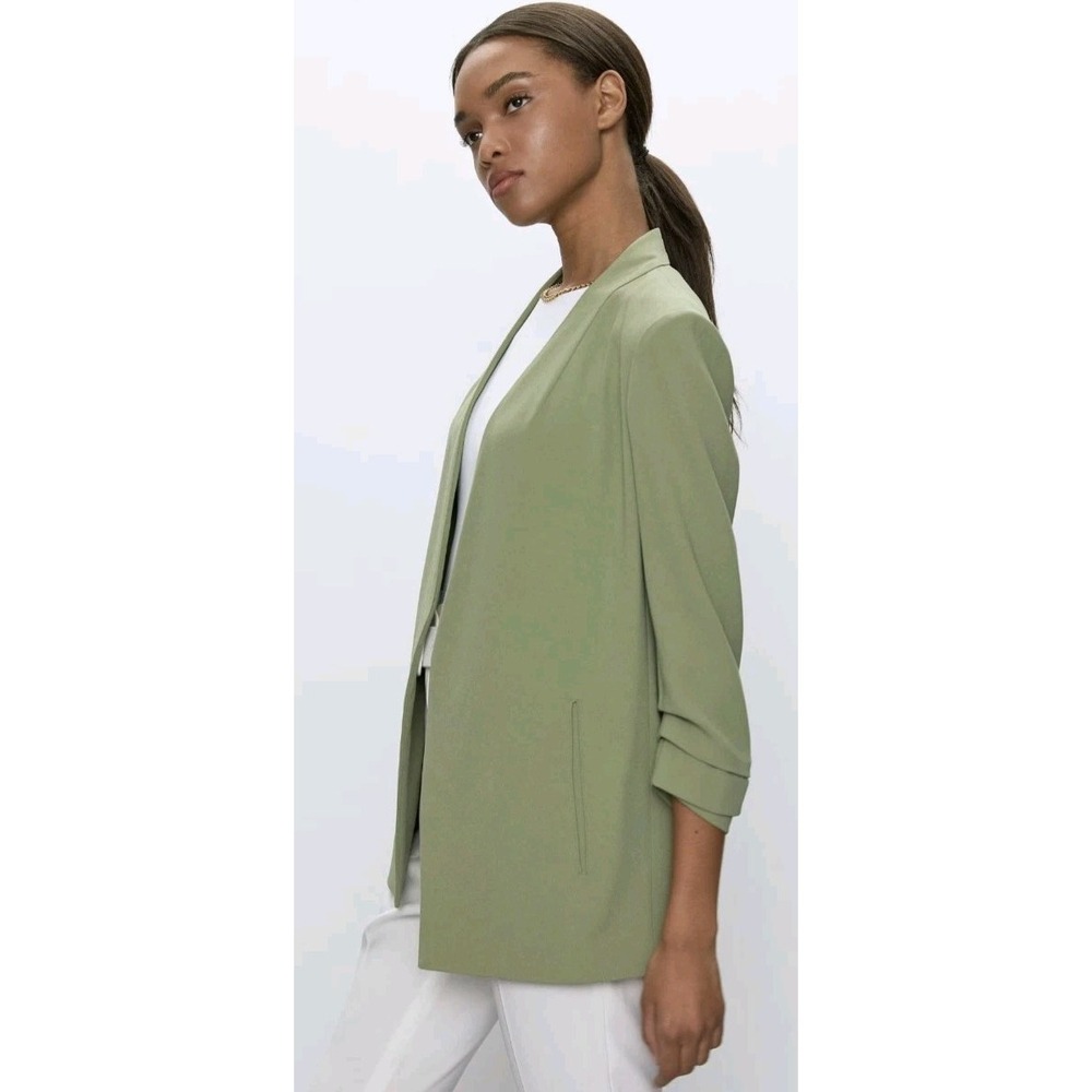 New Babaton Aritzia Power Hip Blazer Green Open Front Women 0 Career Business - Picture 2 of 9
